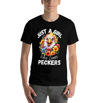 Just A Girl Who Loves Peckers Funny Chicken  Eco-friendly Material T-Shirt