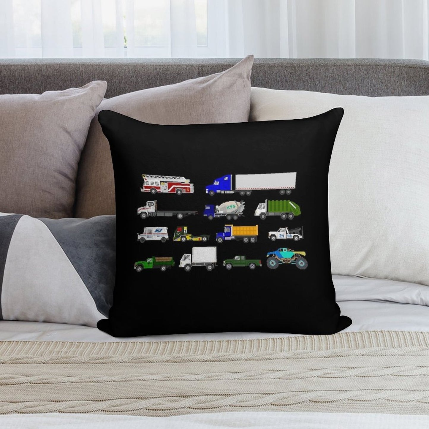 Trucks - The Kids' Picture Show Soft Warmth Comfort Throw Pillow