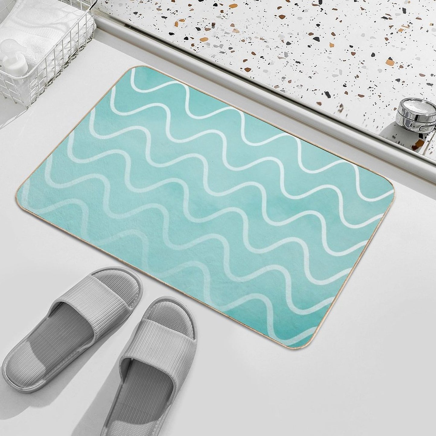 Aqua Ocean Waves  Eco-Friendly Bath Mat