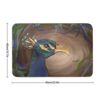 Blue Peacock  Easy To Clean Bath Mat
