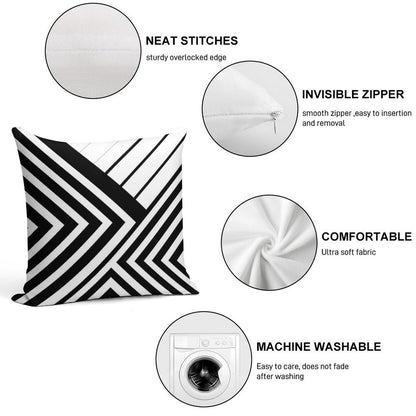 Black And White Geometric Lines Soft Warmth Comfort Throw Pillow