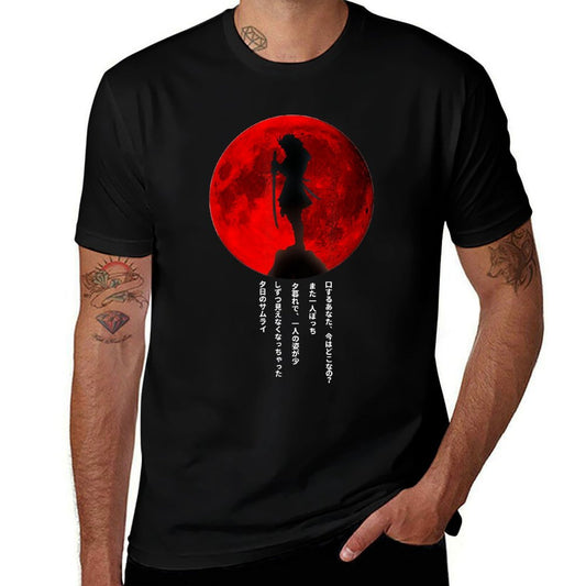 Red Moon Samurai Cyberpunk Bushido Shogun Swordsmen Katana  Summer-ready Fabric T-Shirt