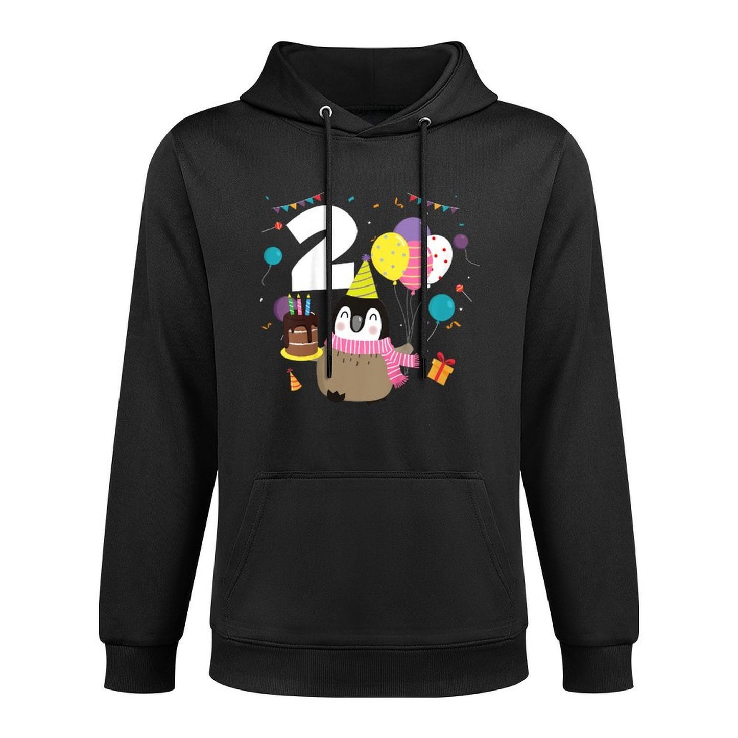 Kids 2nd Birthday Gift Penguin Party 2 Year Old Shrink-Resistant Hoodie