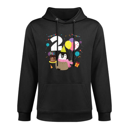 Kids 2nd Birthday Gift Penguin Party 2 Year Old Shrink-Resistant Hoodie
