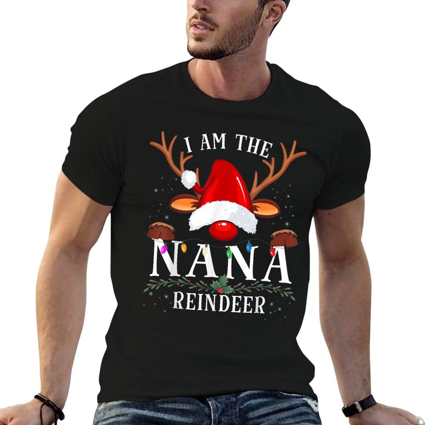I Am The Nana Reindeer Christmas Family  Eco-friendly Material T-Shirt