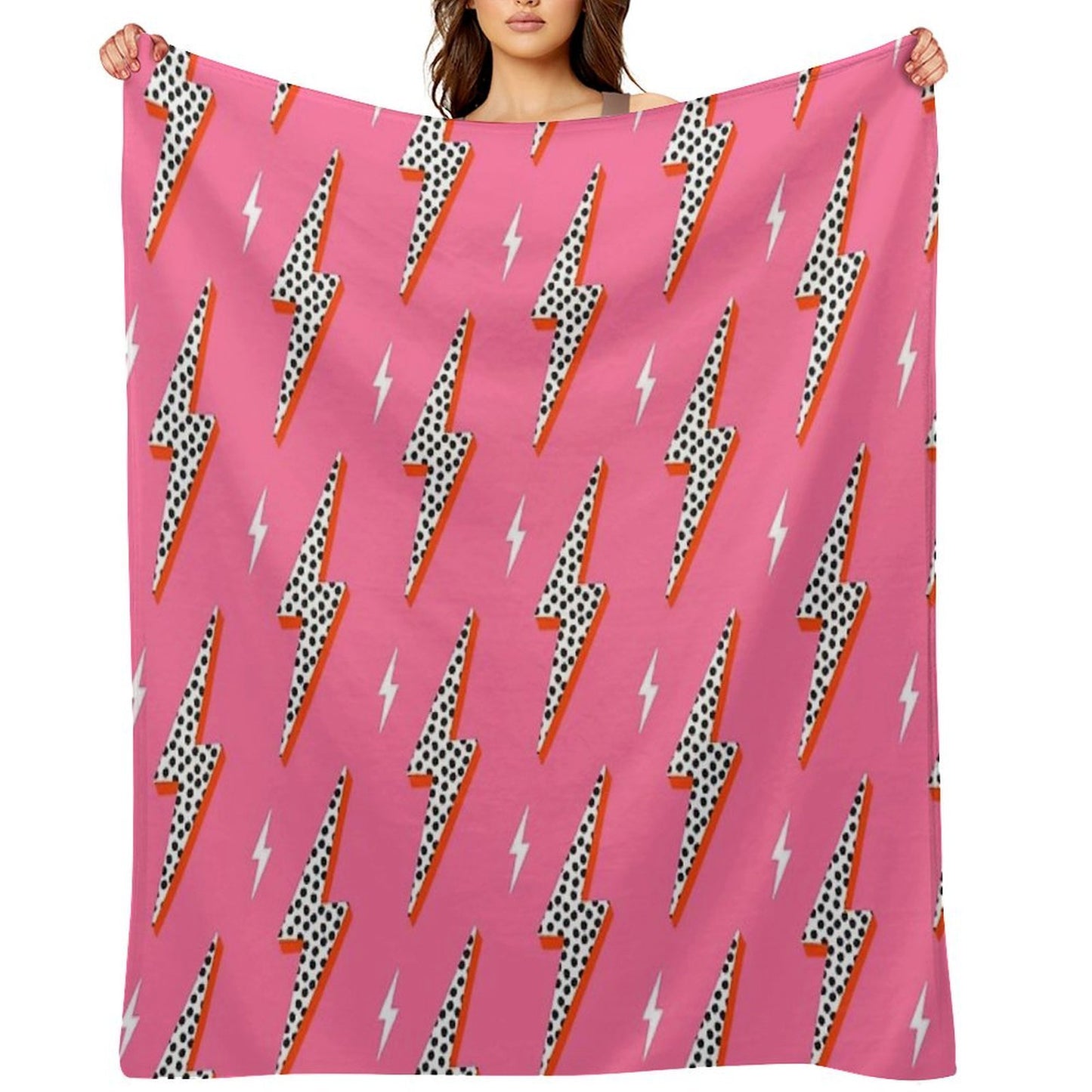 Lightning Bolt Thunder Flash Preppy Pink Premium Throw Blanket