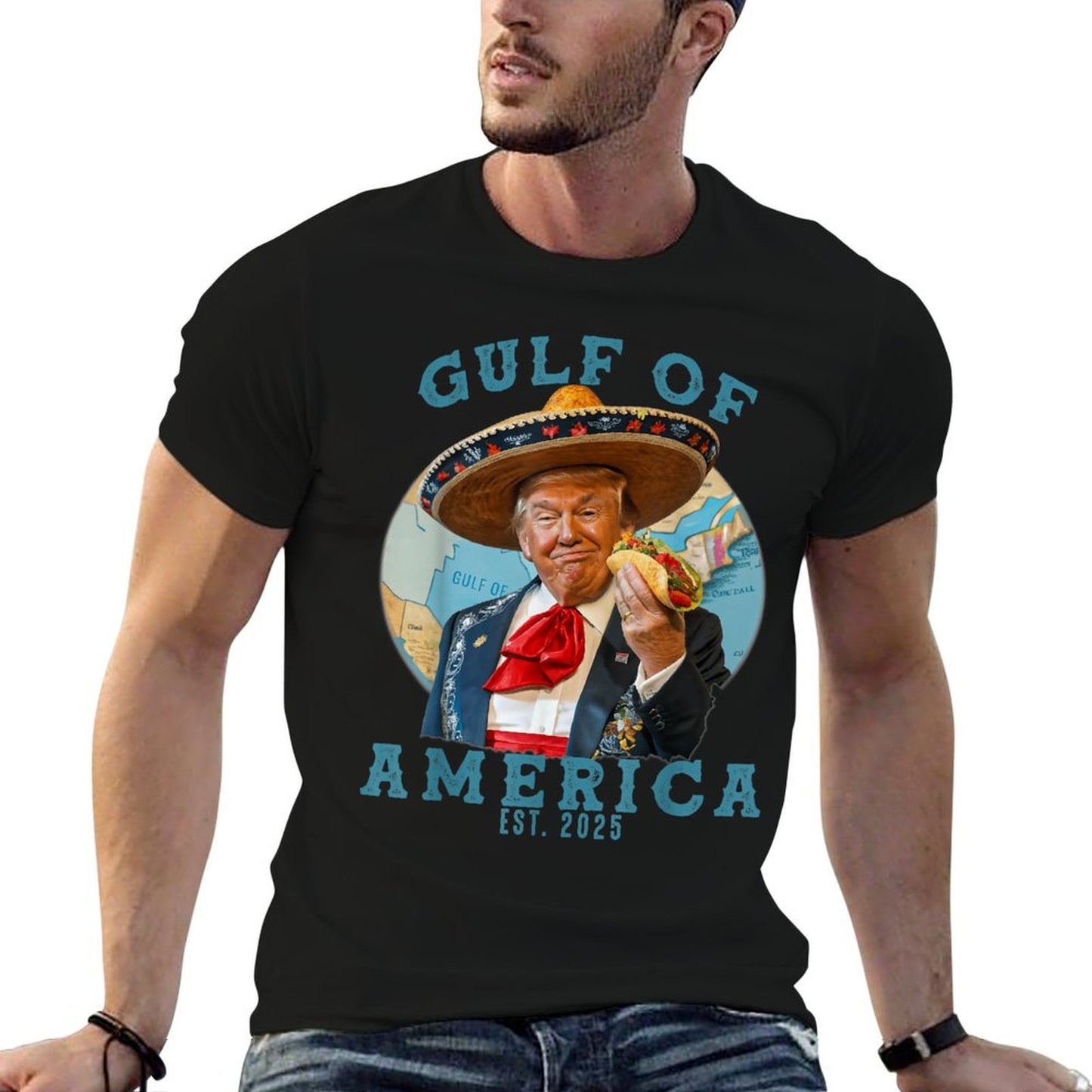 Humor Gulf Of USA America Est 2025 American Gulf Mexico Summer-ready Fabric T-Shirt