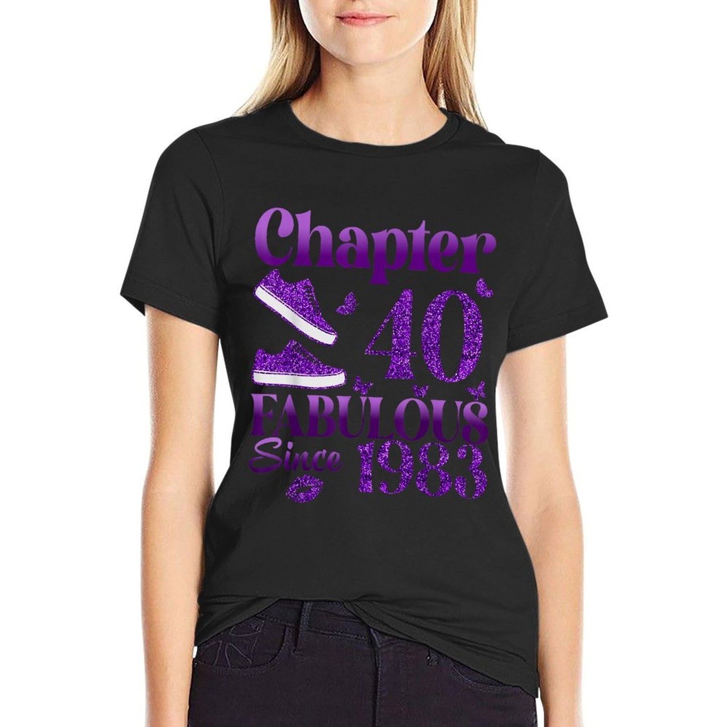 Chapter 40 Fabulous Since 1983 40Th Birthday Gift For Women  Ribbed Collar T-Shirt