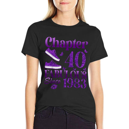 Chapter 40 Fabulous Since 1983 40Th Birthday Gift For Women  Ribbed Collar T-Shirt