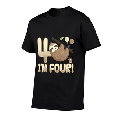 Kids I'm Four Years Old Kids Cute Sloth Lover 4th Birthday Party  Easy-care T-Shirt
