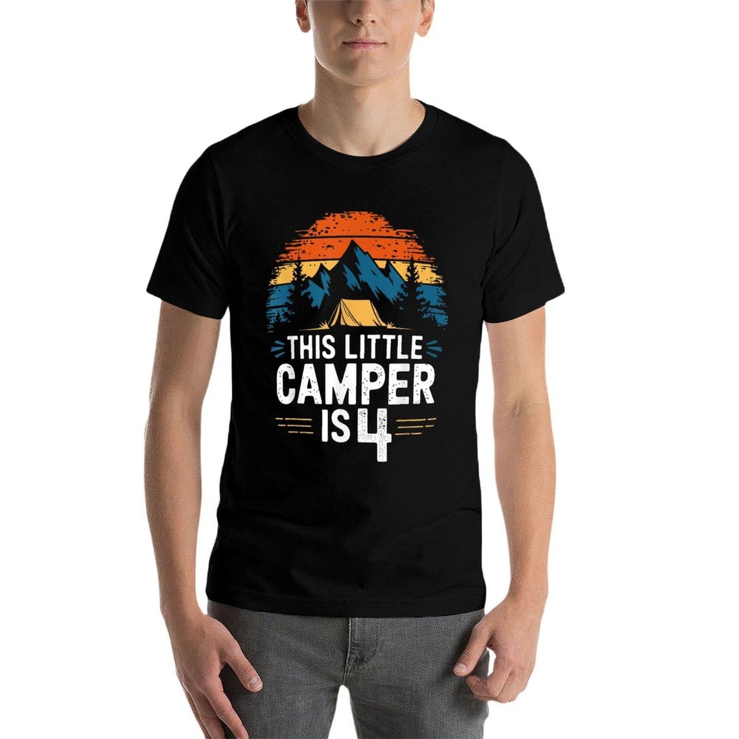 4th Birthday Camping for 4 Year Old Kids Camping Party  Vintage-inspired T-Shirt