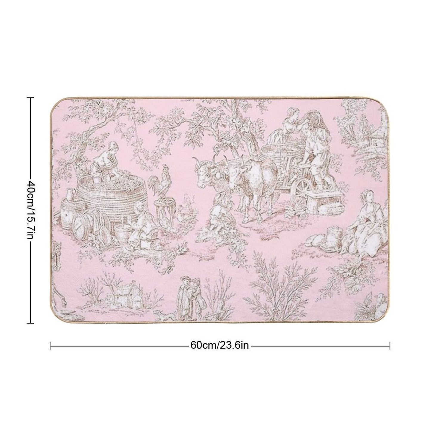 French Country Pink Toile  Anti-Trip Bath Mat