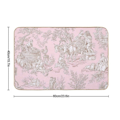 French Country Pink Toile  Anti-Trip Bath Mat