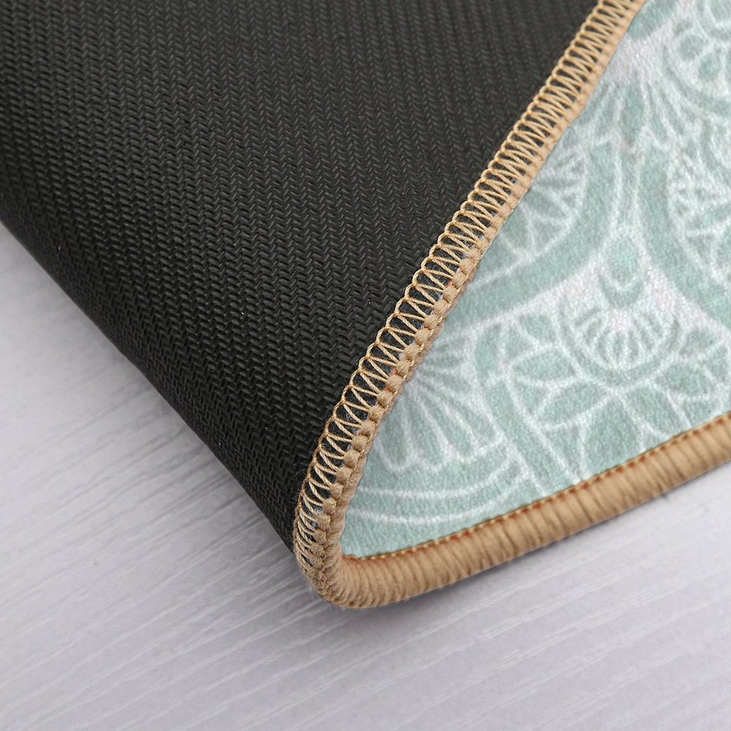 Boho, Mandala, Love, Flower of Life, Teal  Anti-Trip Bath Mat