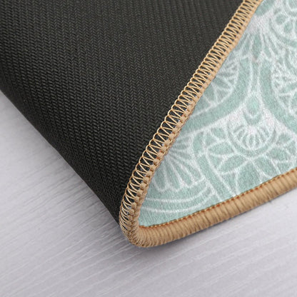 Boho, Mandala, Love, Flower of Life, Teal  Anti-Trip Bath Mat