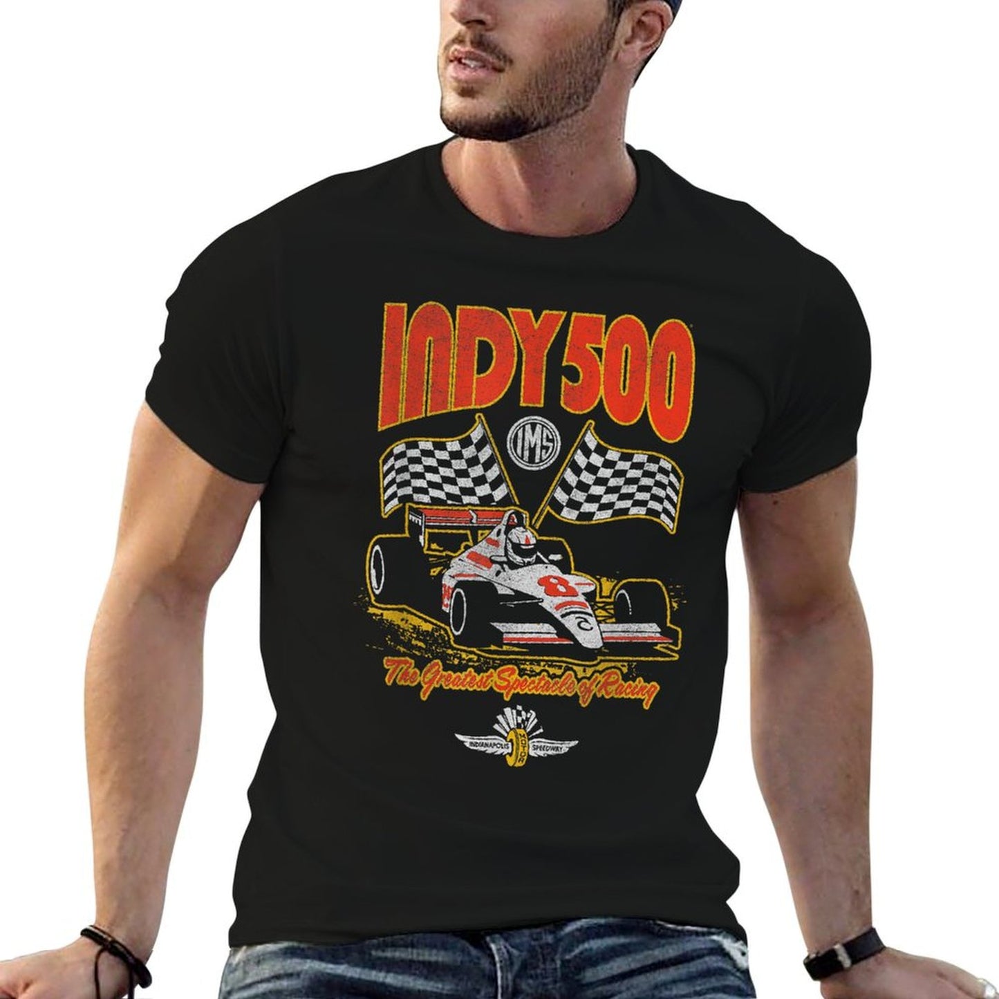 Indy 500 The Greatest Spectacle In Racing Distressed Style Soft T-Shirt