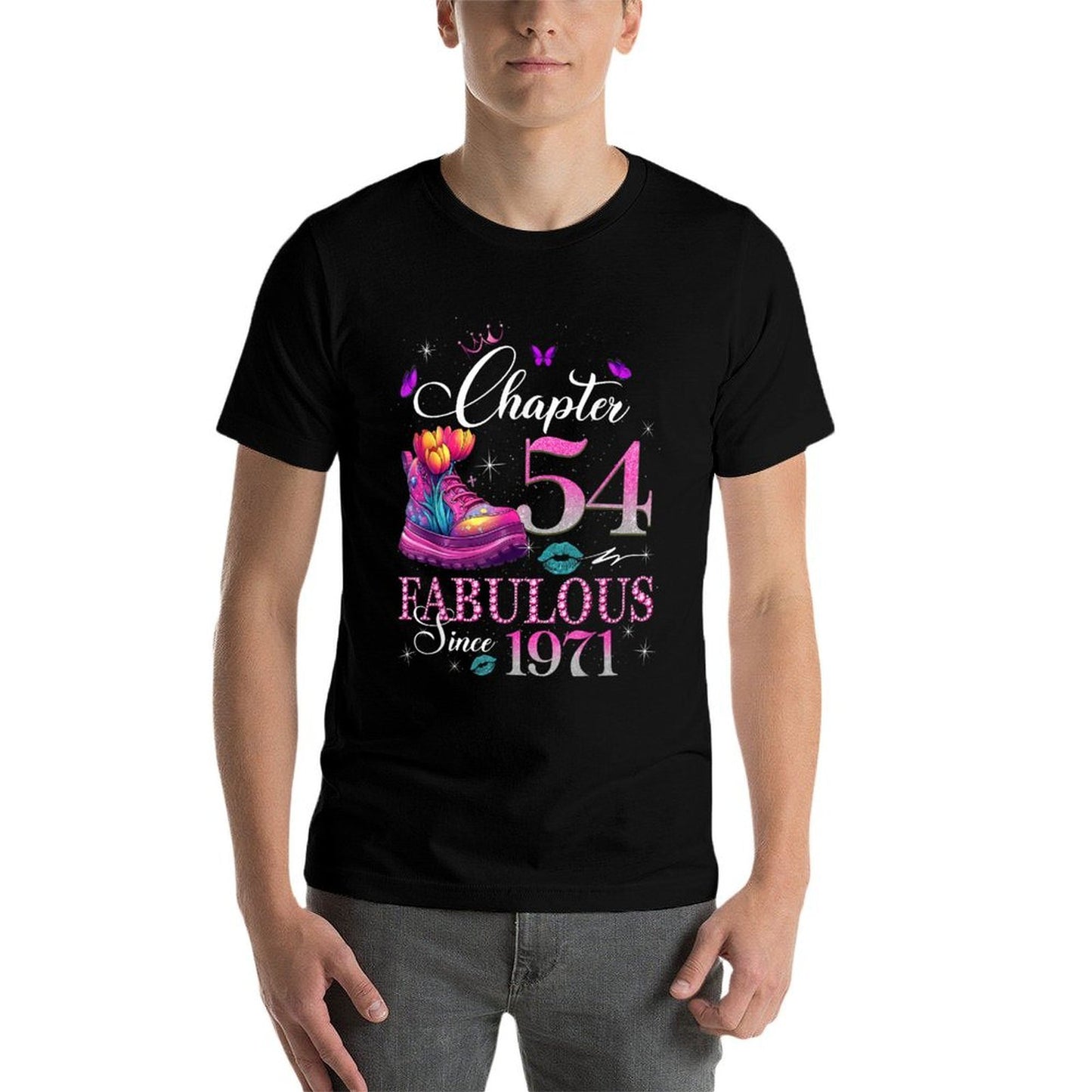Chapter 54 Fabulous Since 1971 54th Birthday Queen Diamond  Rolled Sleeves T-Shirt