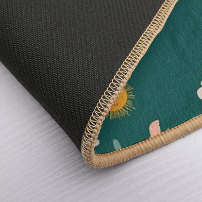 Boho Aesthetic Landscape Southwest Cactus And Sun - Forest Green Background  Long-Lasting Bath Mat