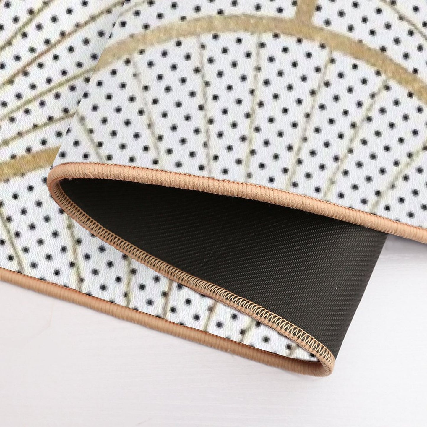 Art Deco Pattern - Golden Polkadot Fans  Easy To Clean Bath Mat