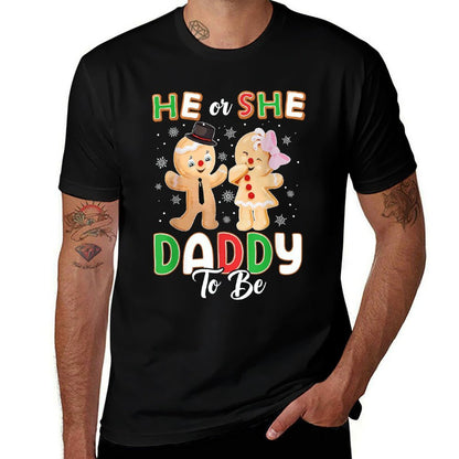 Gingerbread He Or She Daddy To Be Christmas Gender Reveal  Breathable T-Shirt