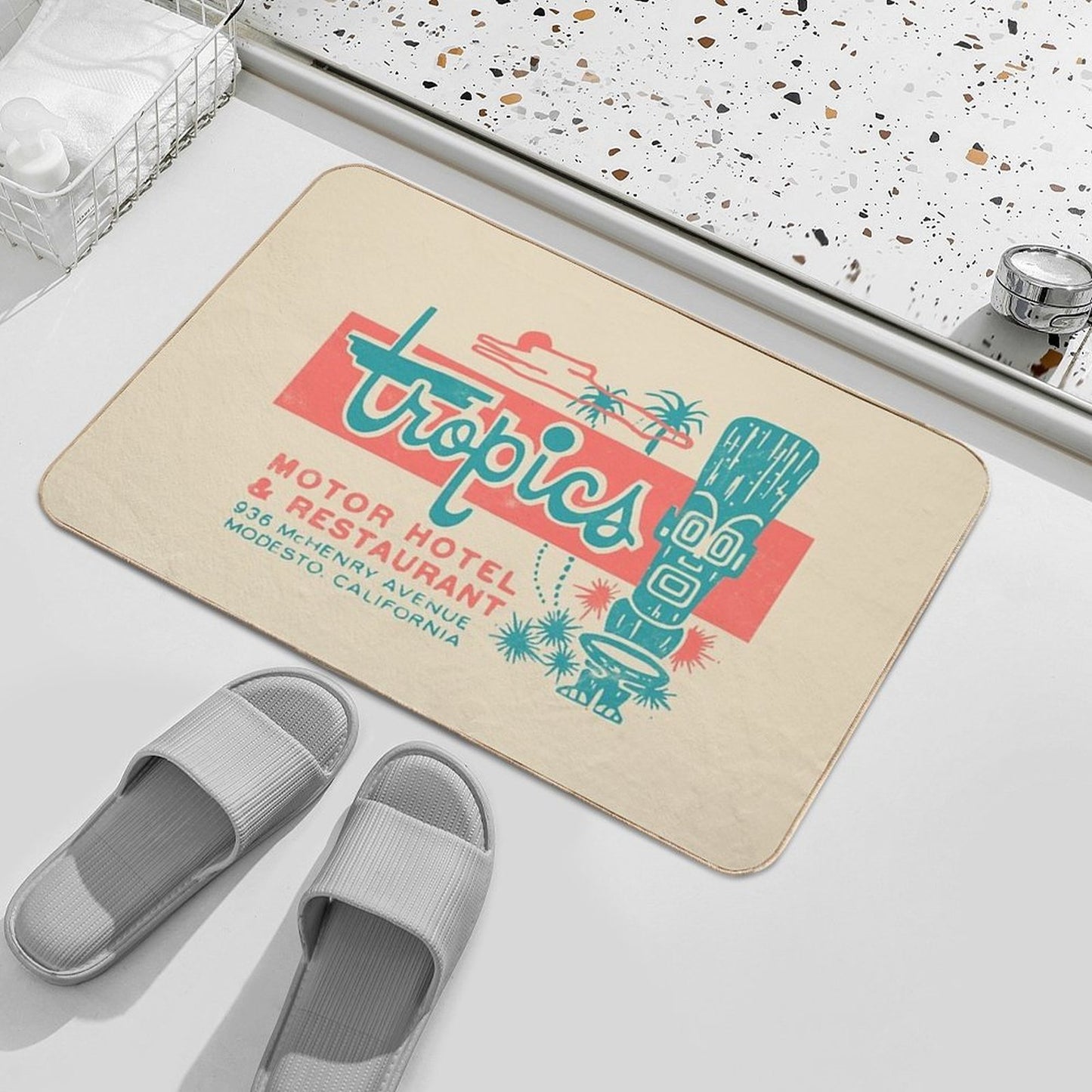 Tropics Motor Hotel  Tiki  1950s  Polynesian  Retro Surf Style  Versatile Bath Mat