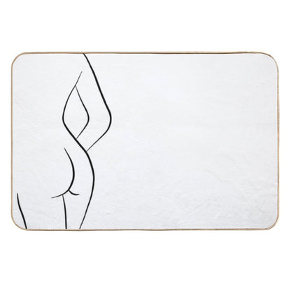 Woman Body Silhouette Line Drawing - Hello Helena  Fade-Resistant Bath Mat