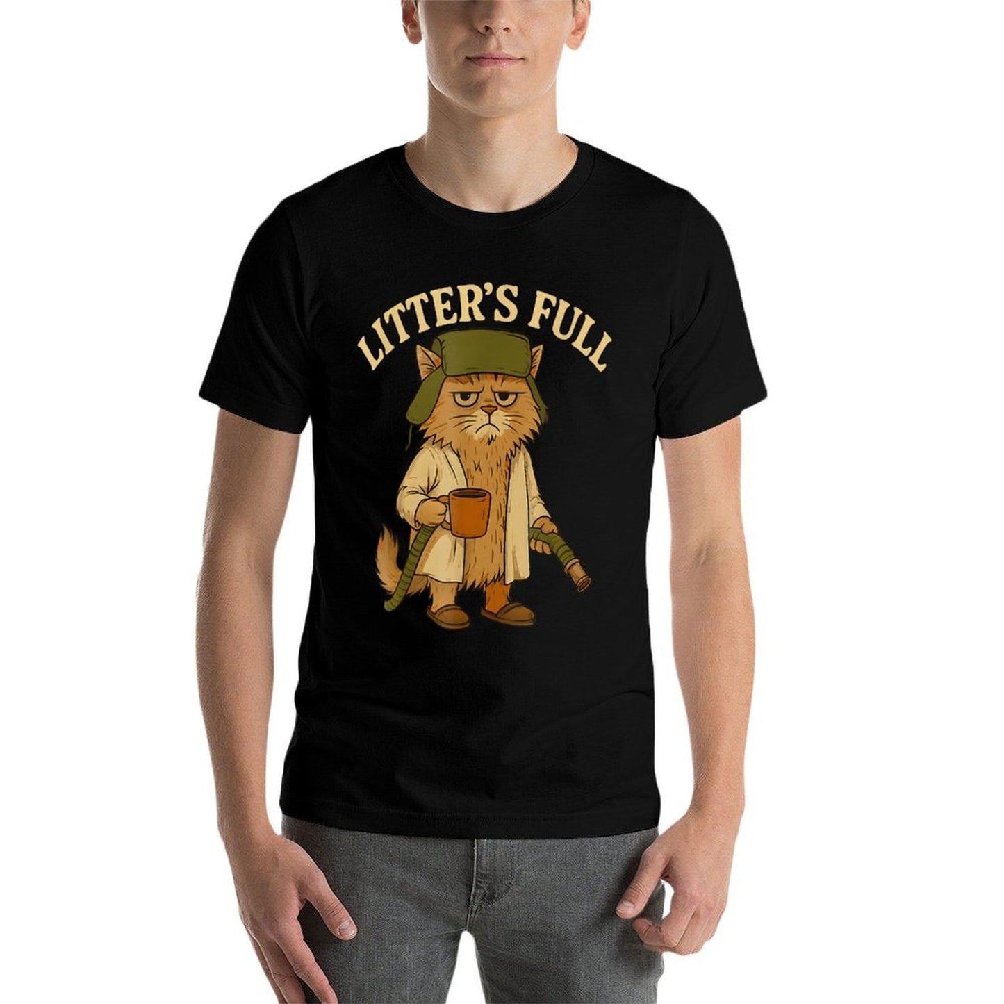 Litter’s Full Funny Cat Lovers Christmas Xmas Grumpy Humor  Stretchy T-Shirt