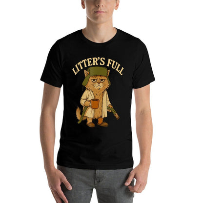Litter’s Full Funny Cat Lovers Christmas Xmas Grumpy Humor  Stretchy T-Shirt