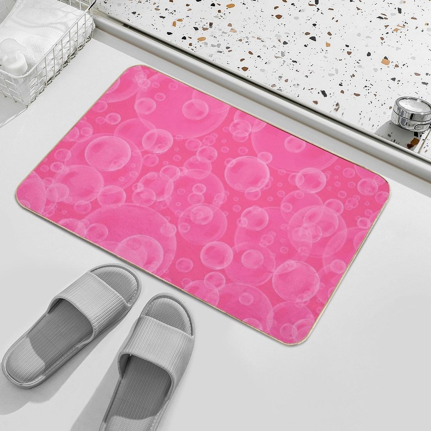 Pink Bubbles Spread Pattern Background Wallpaper  Eco-Friendly Bath Mat