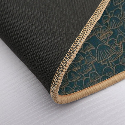 Autumn Mushrooms Gold Green  Easy To Clean Bath Mat