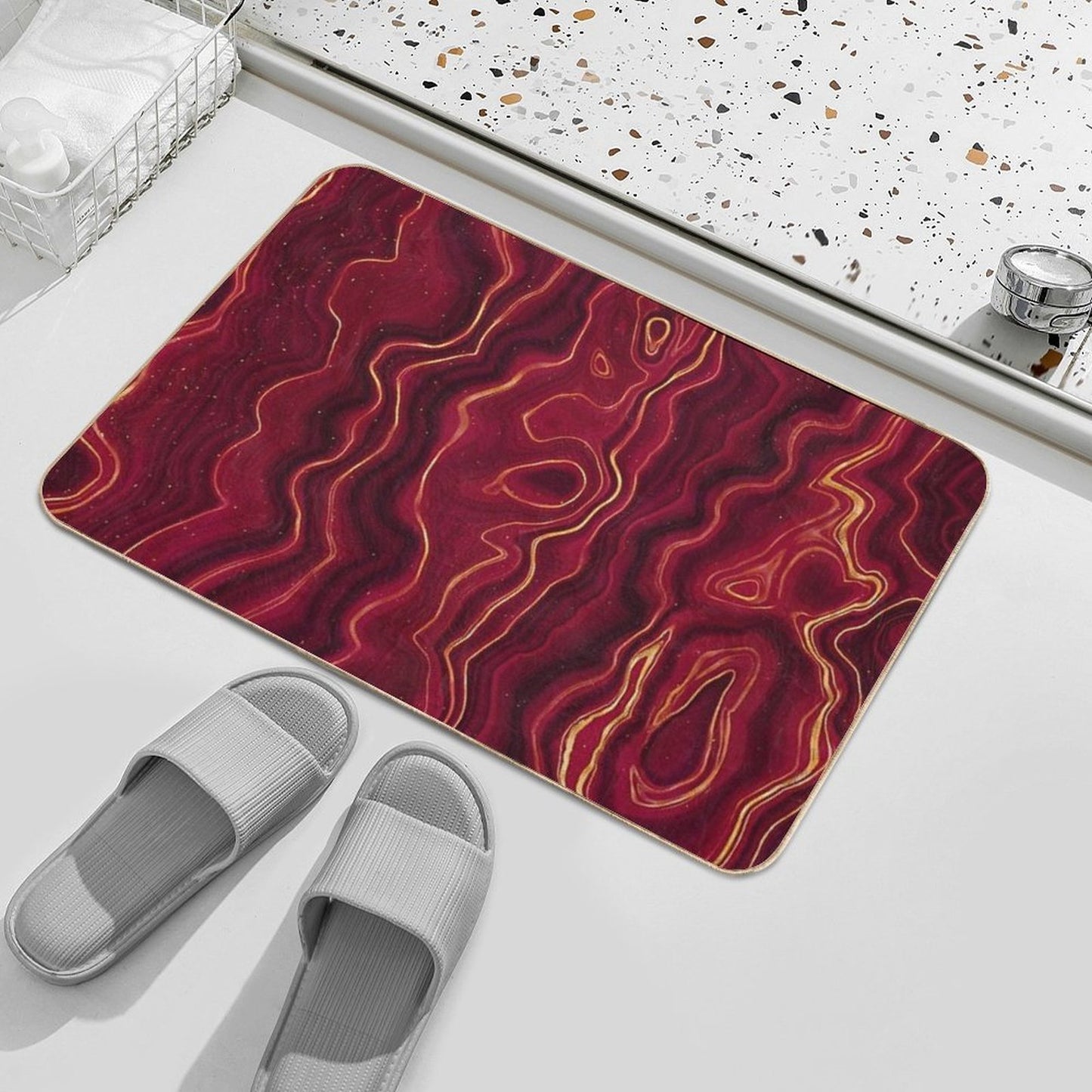 Red Agate Texture 01  Easy To Clean Bath Mat