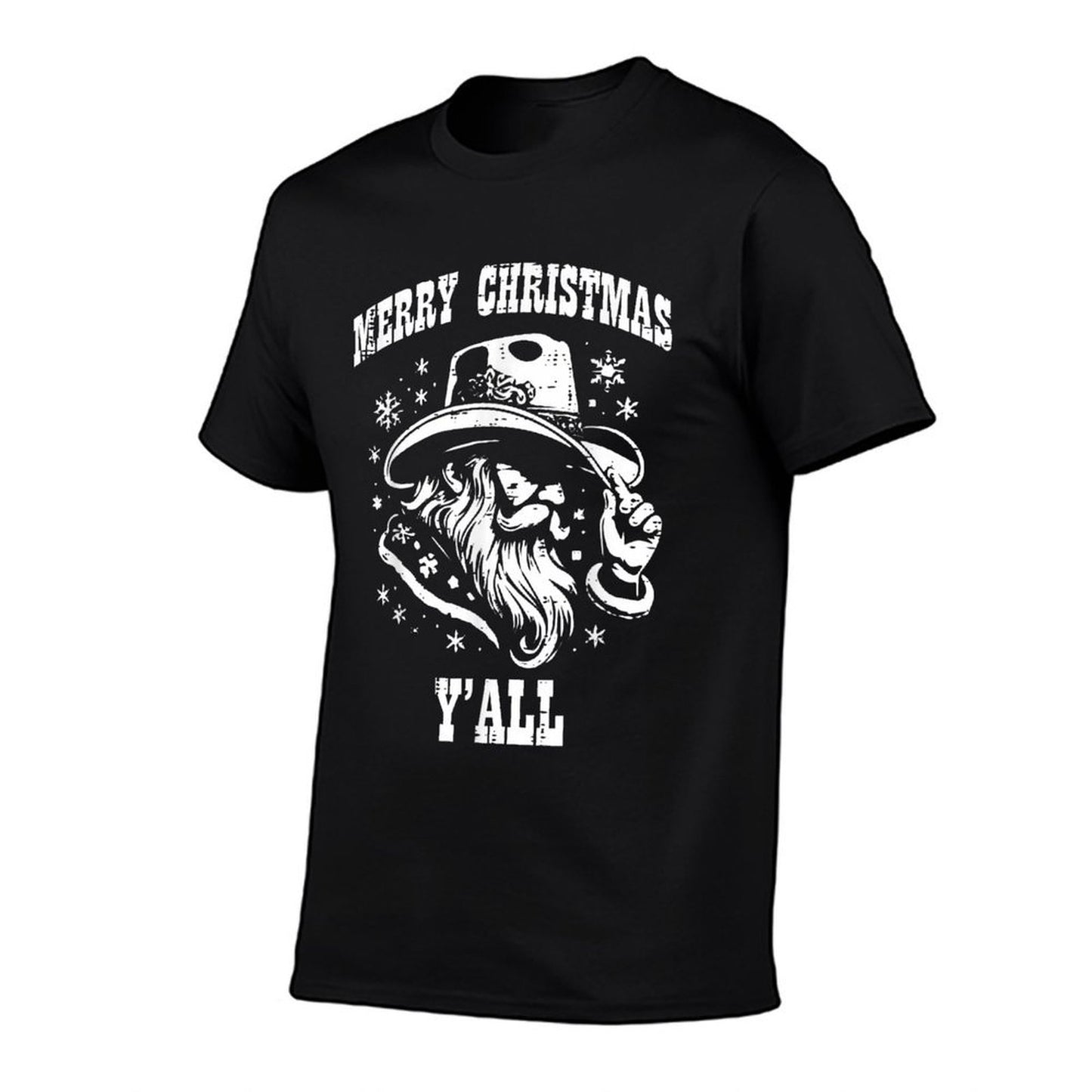 Merry Christmas Yall Santa Cowboy Xmas Country Men Women Kid  Eco-friendly Material T-Shirt