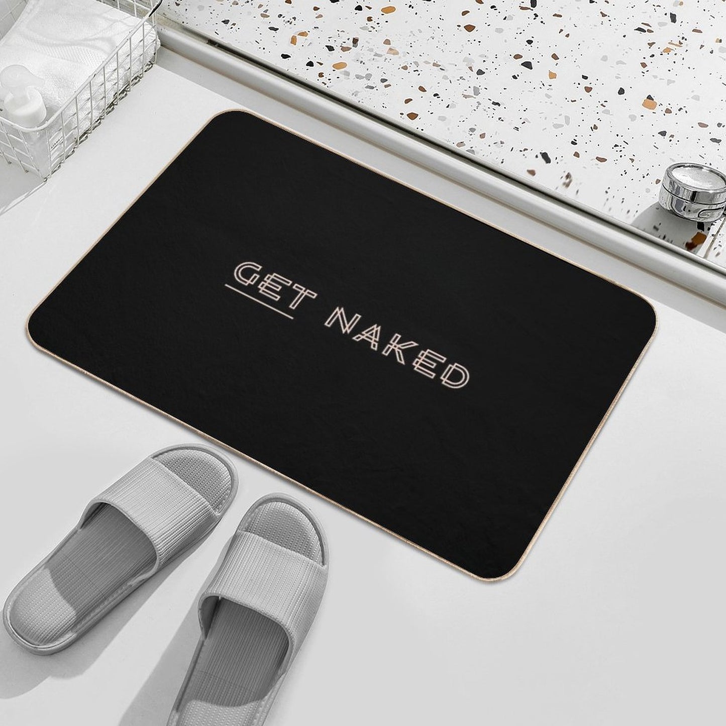 Funny Get Naked  Toxin-Free Bath Mat