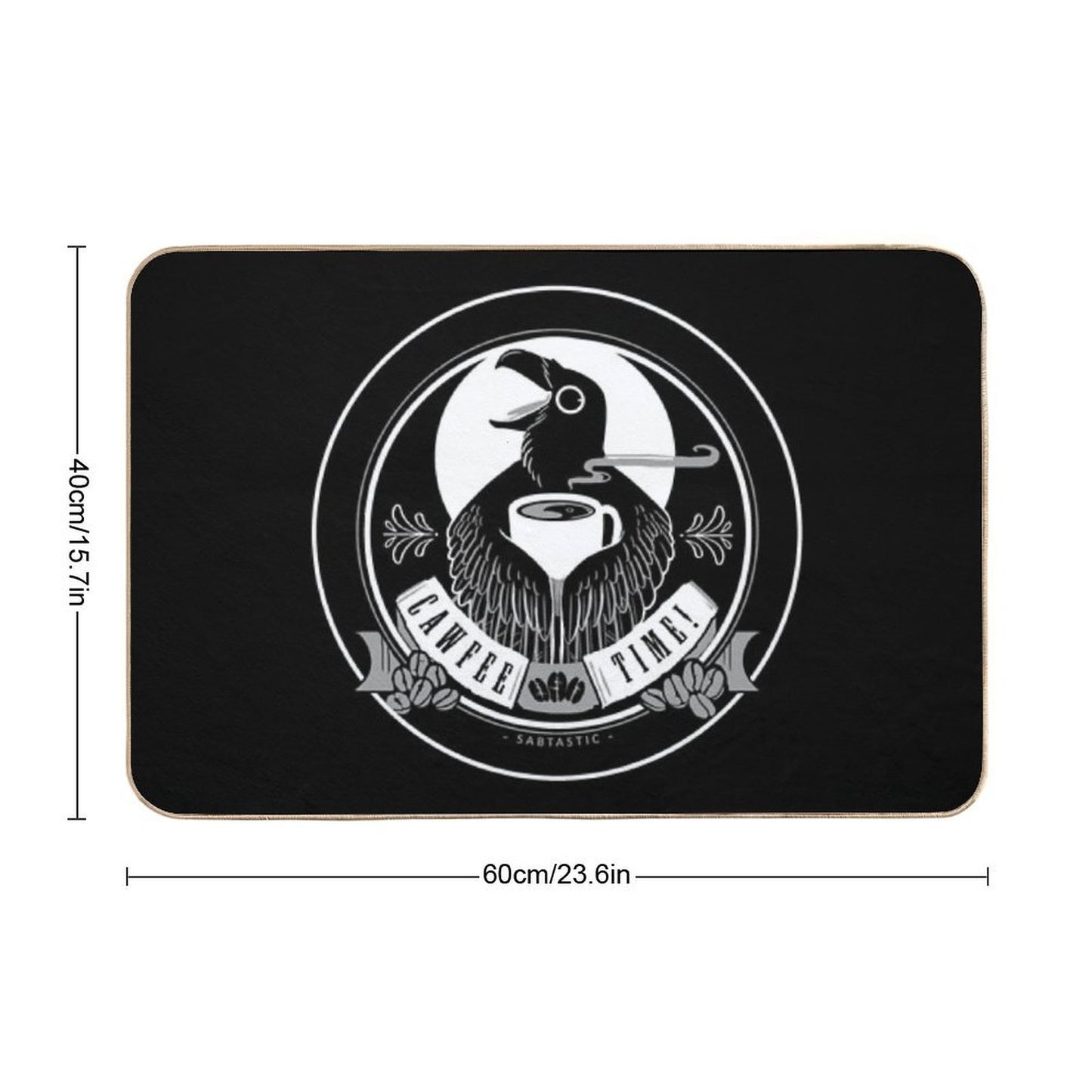 Cawfee Time Crow in White by Sabtastic  Anti-Trip Bath Mat