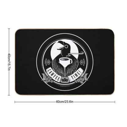 Cawfee Time Crow in White by Sabtastic  Anti-Trip Bath Mat