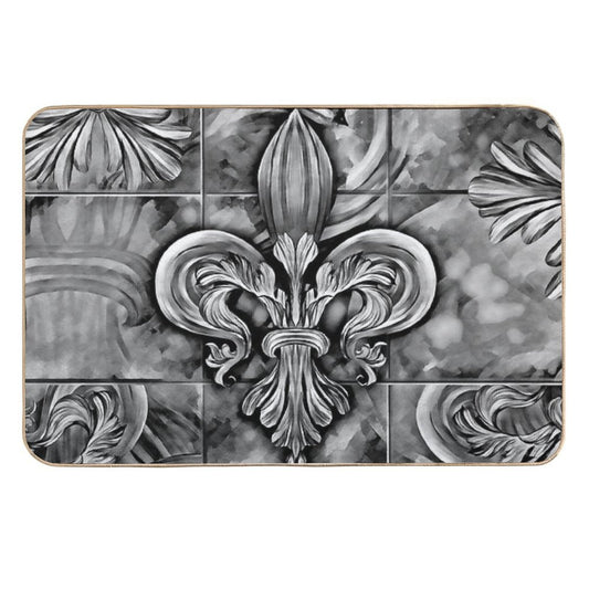 Vintage Fleur-de-lis Ornament  Dirt-Trapping Bath Mat