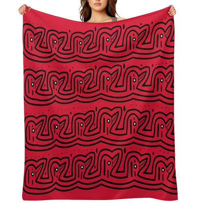 Beautiful Indigenous Mola with Colorful Leaves, Illustrated from An Original Mola Sustainable Throw Blanket