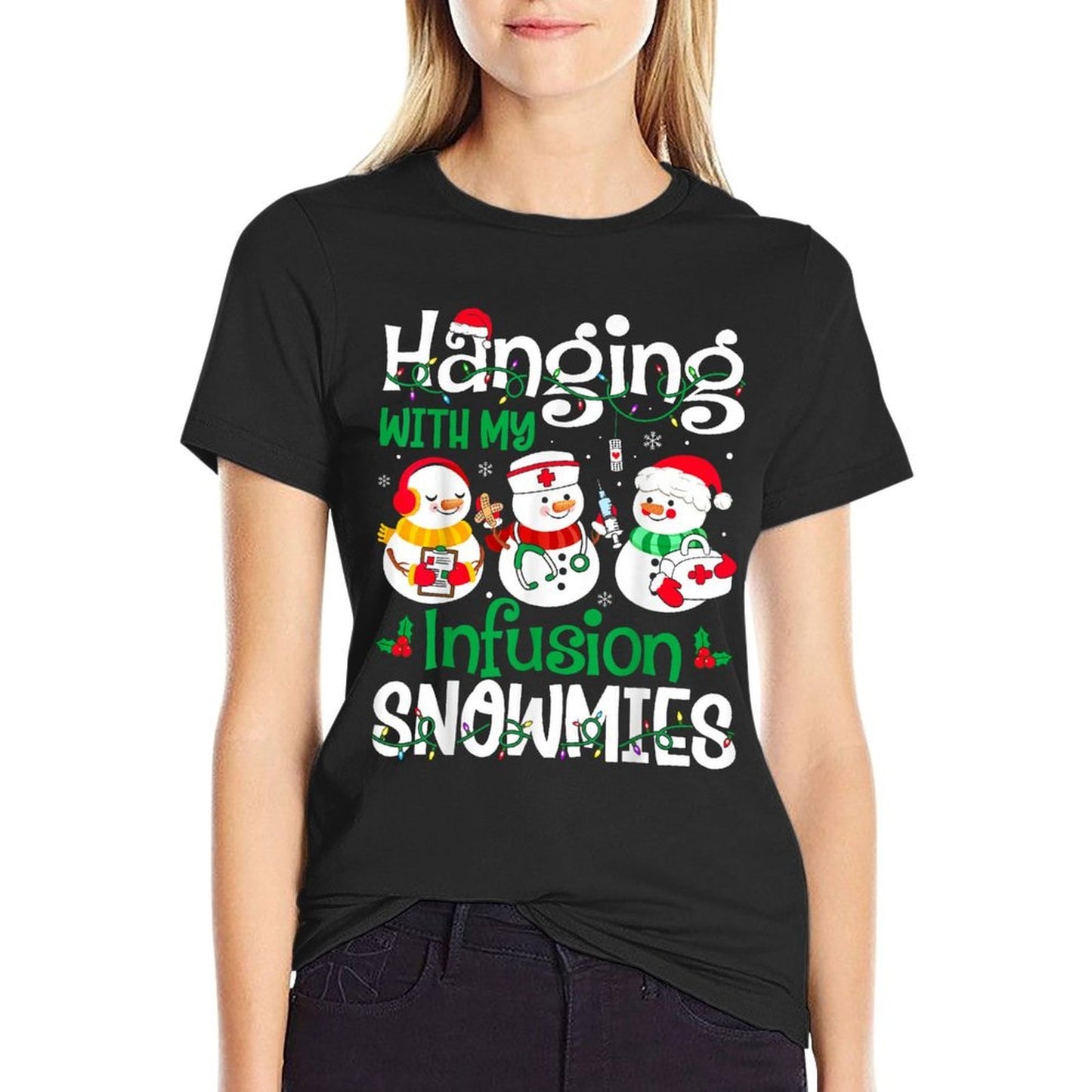 Hanging With My Infusion Nurse Snowmies Christmas Nursing  Summer-ready Fabric T-Shirt
