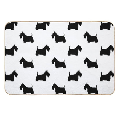 Scottish Terrier Silhouette(s) Black Scottie Dog  Absorbent Bath Mat