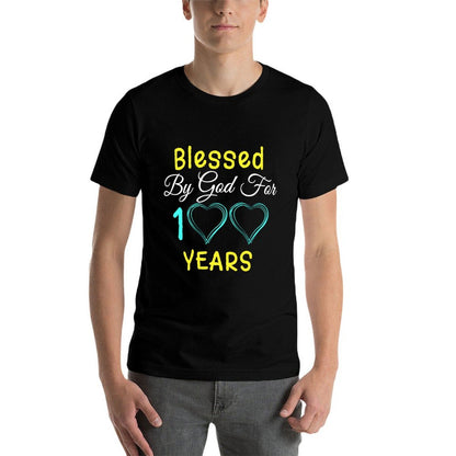 Blessed By God For 100 Years Happy 100th Birthday Gift  Oversized Silhouette T-Shirt