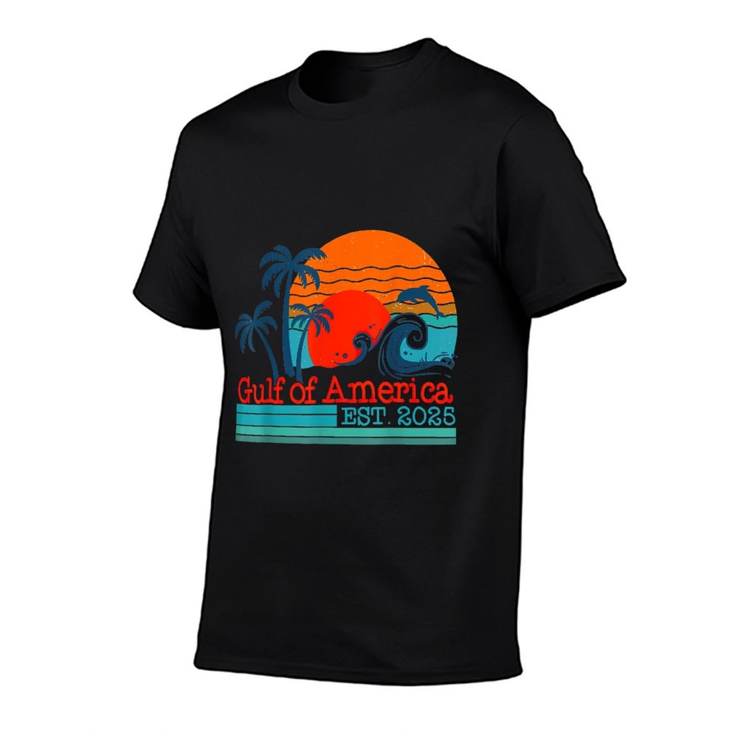 Vintage Gulf Of Us America Retro Sunset Gulf Of Us America Rolled Sleeves T-Shirt