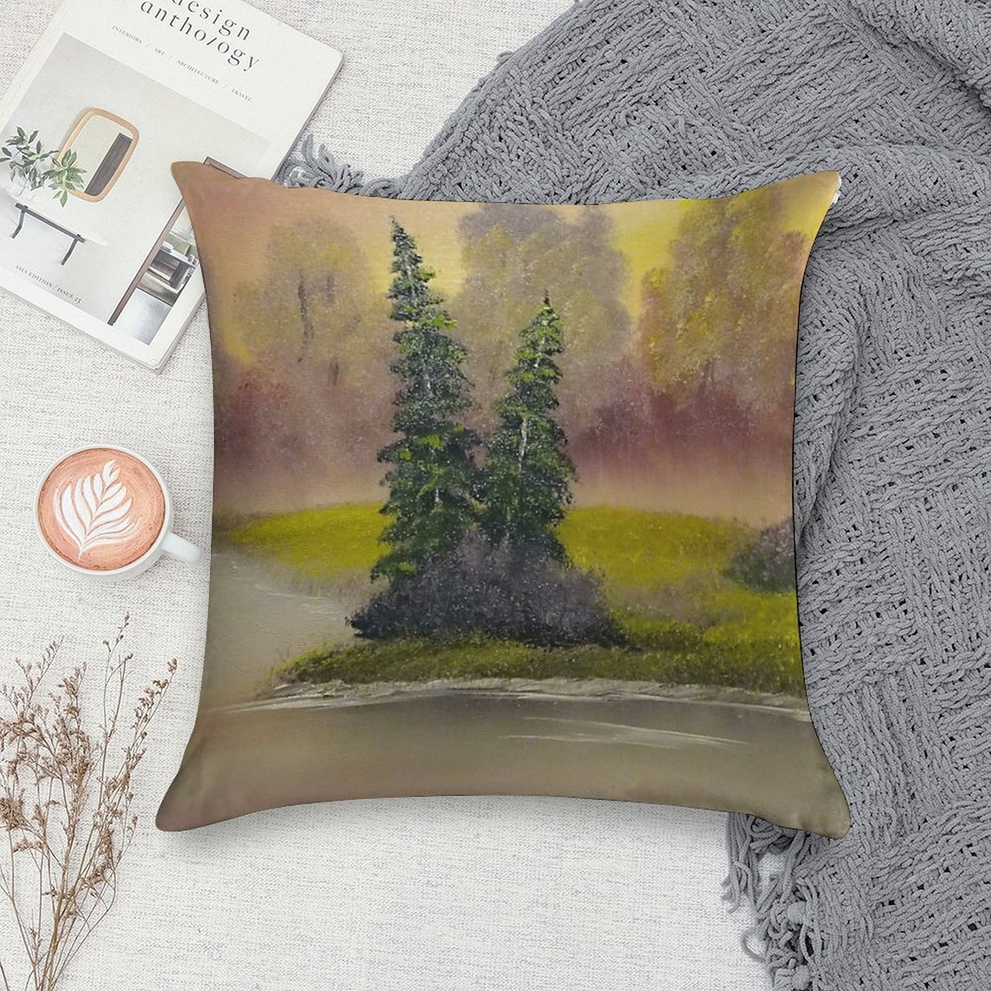 Misty Forest Soft Fade-Resistant Throw Pillow