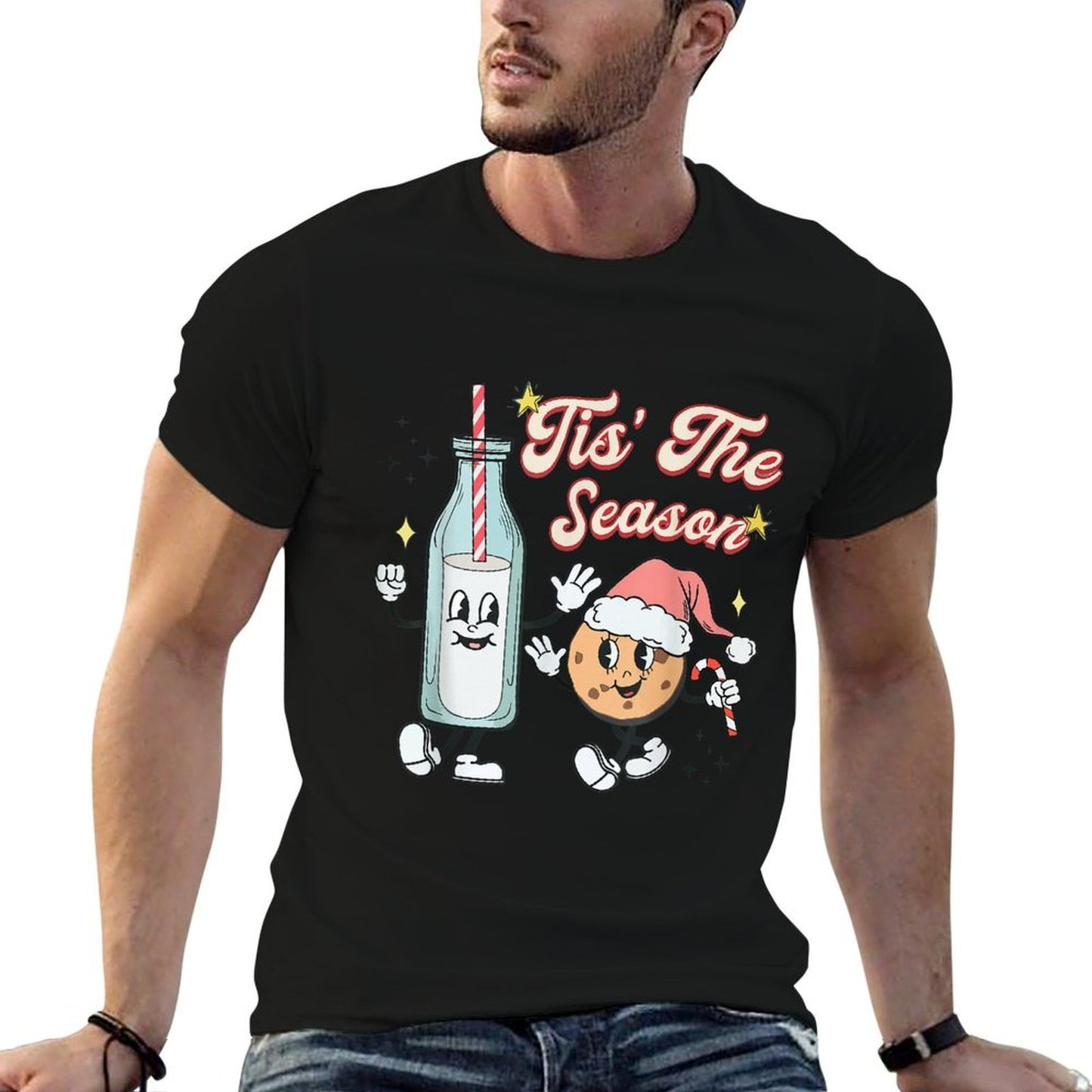 Tis The Season Retro Milk And Cookie Christmas  Breathable T-Shirt