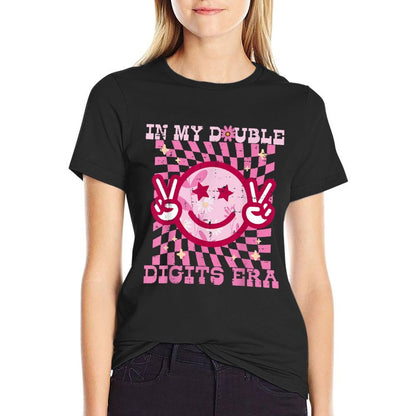 In My Double Digits Era Smile Peace 10th Birthday Bday Girls  Tagless Design T-Shirt