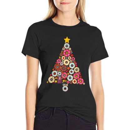 Donuts Christmas Tree Funny Doughnut Xmas Women Men Kids  Moisture-wicking T-Shirt