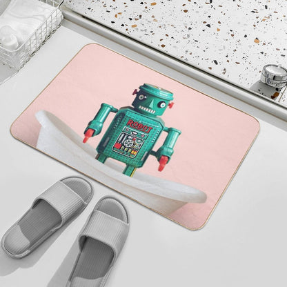Playing Robot in Bathtub#pink  Odorless Bath Mat