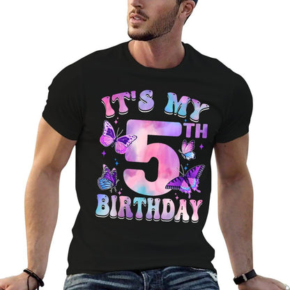 It's My 5th Birthday Butterfly Theme 5 Year Old Party Girl  Lightweight T-Shirt