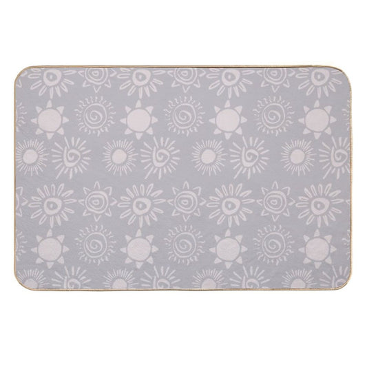 Magical Sun Bohemian Dreamy Aesthetic In Muted Colors Blue Gray  Absorbent Bath Mat