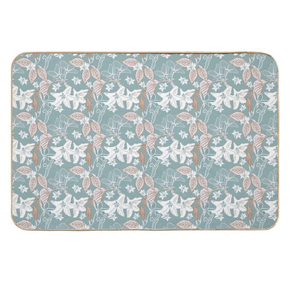 Gentle Floral Pine And Sienna.  Non-Slip Bath Mat