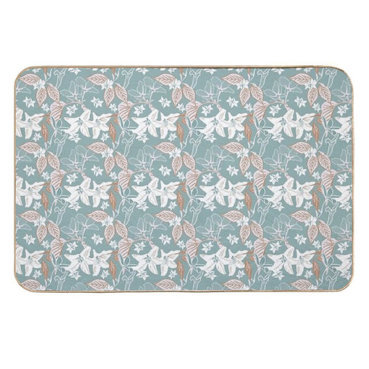 Gentle Floral Pine And Sienna.  Non-Slip Bath Mat